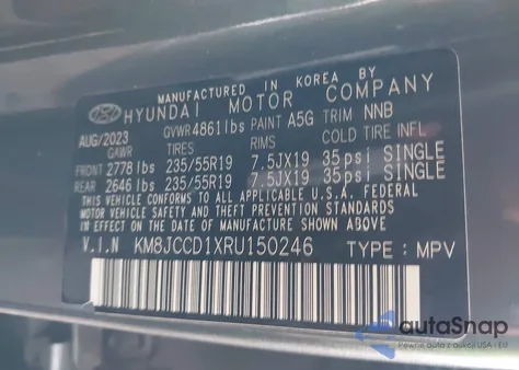 2024 Hyundai Tucson Hybrid Sel Convenience z USA, uszkodzony, nr VIN KM8JCCD1XRU150246